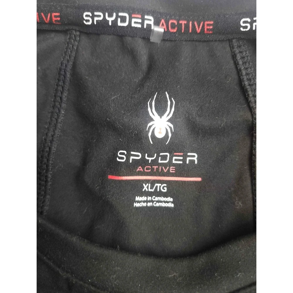 Spyder Active Mens XL Long Sleeve Performance Shirt Black Crew Neck Athletic Top